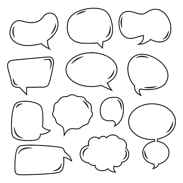 free hand drawn comic speech bubble cartoon vector