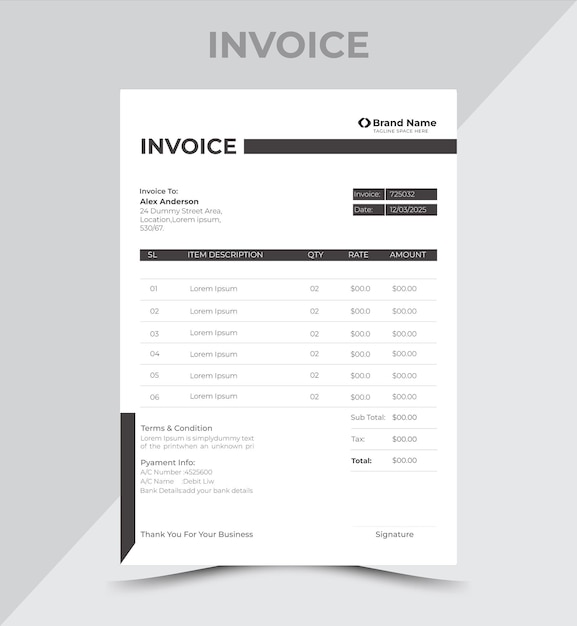 Free vector marketing business vertical invoice template design