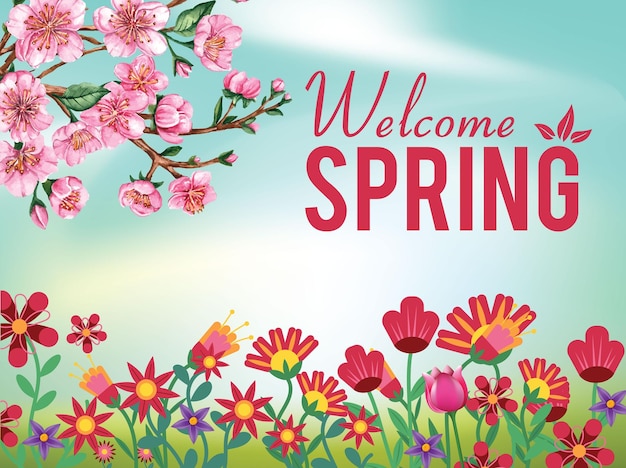Free vector realistic flat spring festival background