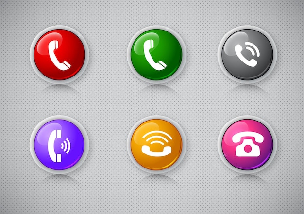 Free vector set of shiny round glossy buttons