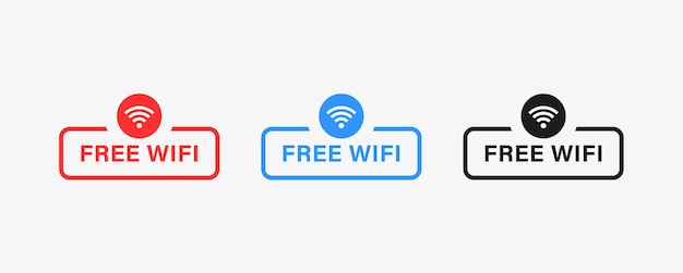 free wifi label banner sign or wireless signal icons symbol for internet access icon sticker buttons