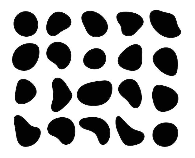 Freeform irregular figures Random flowing liquid circles Smooth silhouette stones Set