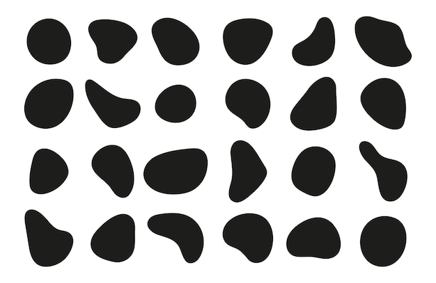 Freeform irregular figures Random flowing liquid circles Smooth silhouette stones Set