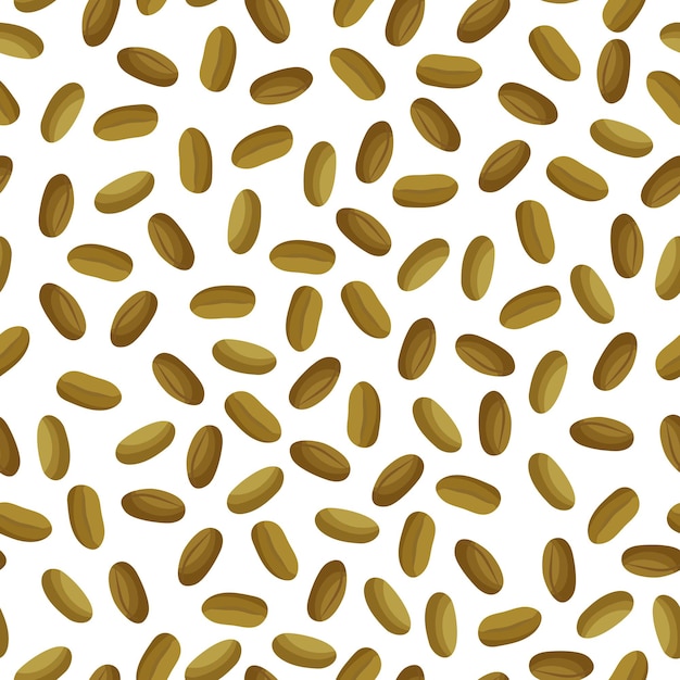 Freekeh-vektorin sarjakuva saumaton kuvio mallipohjaan maanviljelijöiden torisuunnittelulle, etiketille ja pakkaukselle. Luonnollinen energia proteiini orgaaninen superruoka.