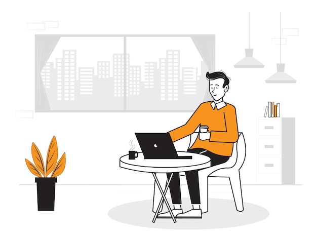 Freelancer working From Home Illustration scenes