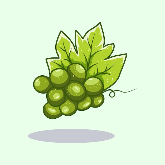 Fresh green grape fruit hand drawn cartoon illustration