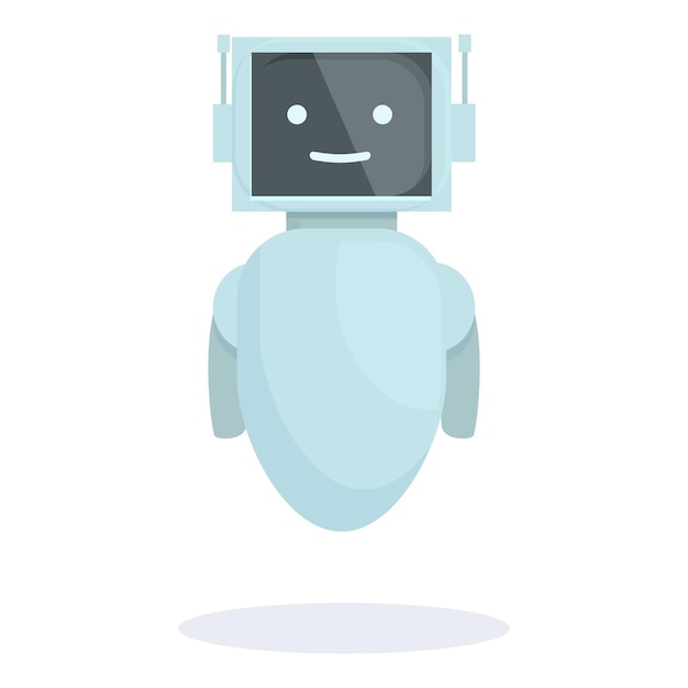 Friendly robot smiling and floating with antennae