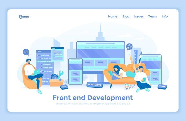Frontend Development Creating a site layout template The programmer is developing a website UI UX