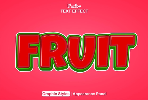 fruit text effect with red color graphic style and editable