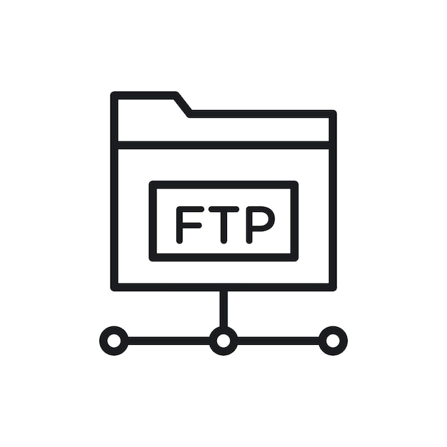 FTP icon set ftp server web connection vector symbol FTP communication protocol sign sftp secure system icon in black filled and outlined style