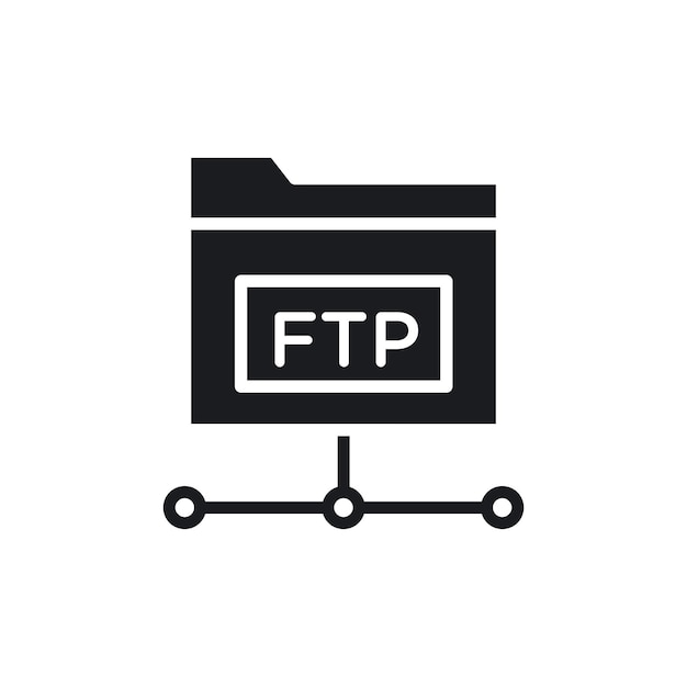 FTP icon set ftp server web connection vector symbol FTP communication protocol sign sftp secure system icon in black filled and outlined style