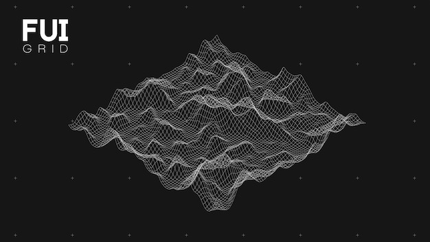 fui gui 3d vector landscape scan grid abstract futuristic background scifi hitech design