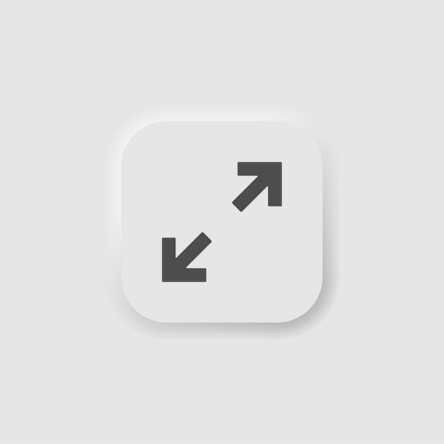Fullscreen button in neumorphism style Icons for business white UI UX Expand window symbol Arrows enlarge open in new window Neumorphic style Vector illustration