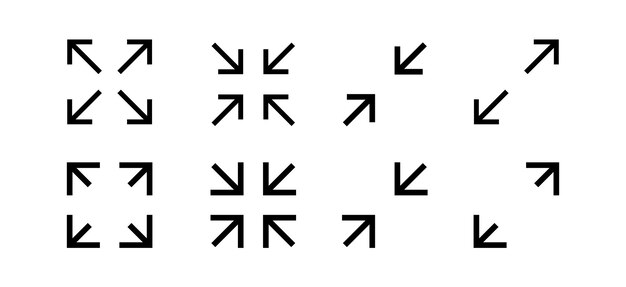Fullscreen vector Icon with Arrows Expand Maximize and minimize signs for Screen