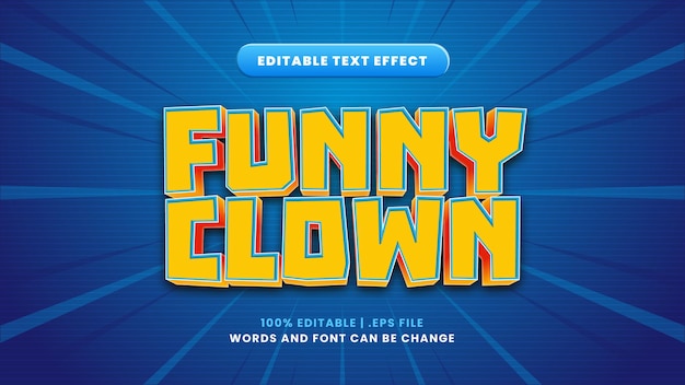 Funny clown editable text effect in modern 3d style