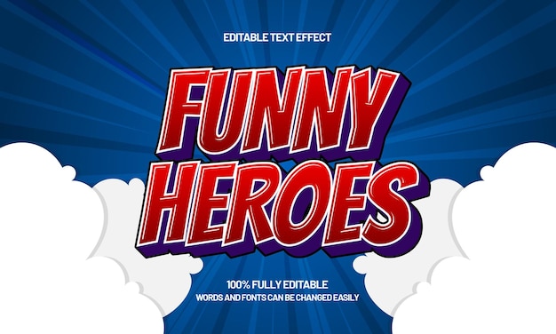 funny heroes editable text effect with a comic and fun text style