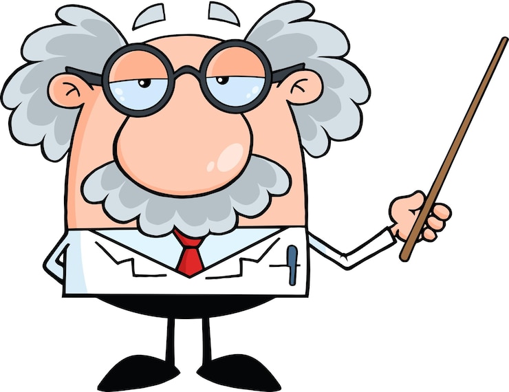 Vektori funny scientist or professor holding a pointer