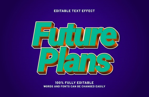 future plans editable text effect in time and travel text style