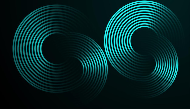 Futuristic Abstract Background with Circular Interconnected Cyan Lines on a Dark Gradient Creating a Sleek Minimal and Modern Design for Business and Technology Branding
