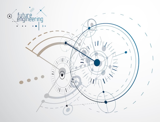 Futuristic abstract vector technology background. Mechanical engineering wallpaper.