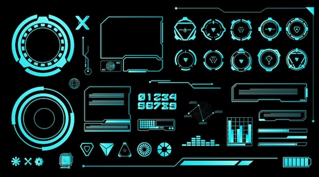 Futuristic Blue Interface Vector in Cyber style Design