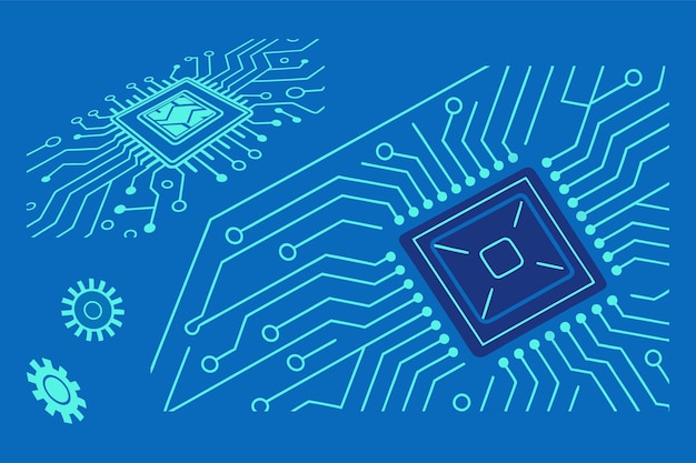 Futuristic Circuit Board Blue Tech Background