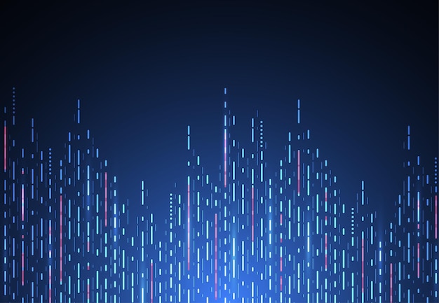 Futuristic city on dark blue background with Technology glowing neon Vector illustration