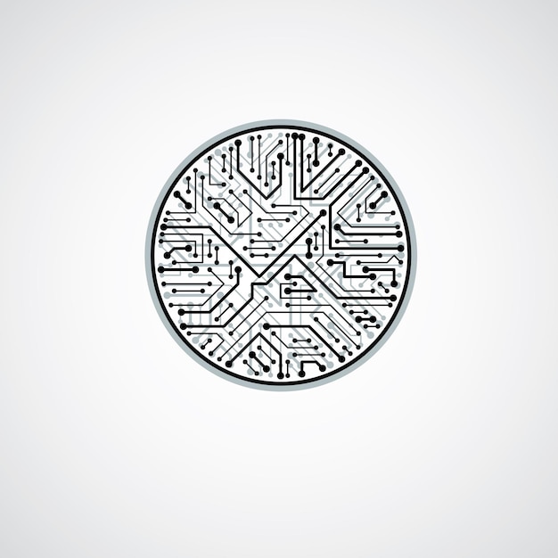 futuristic cybernetic scheme, vector motherboard black and white illustration. circular element with circuit board texture.