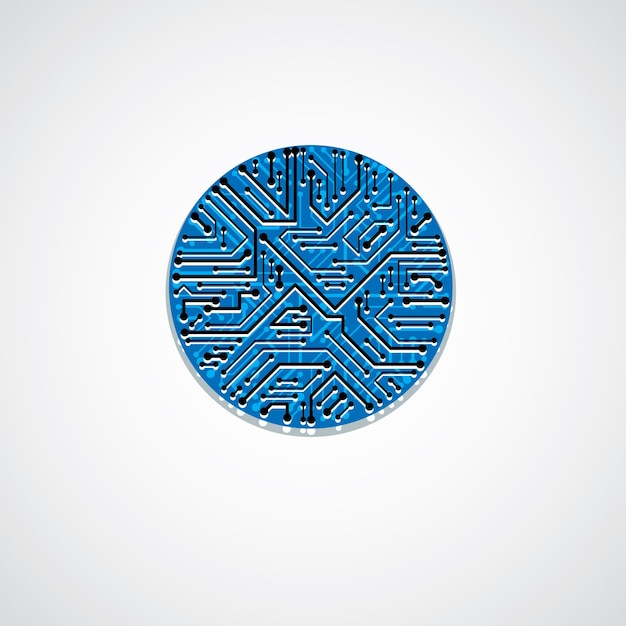 Futuristic cybernetic scheme, vector motherboard blue illustration. Circular element with circuit board texture.