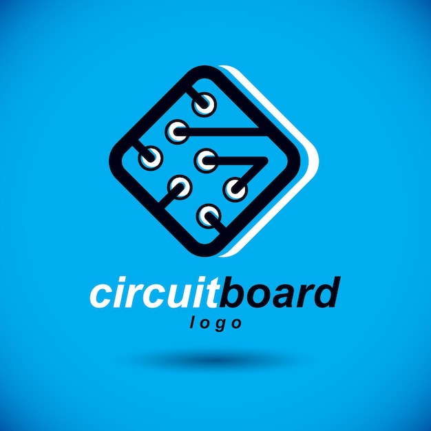 Futuristic cybernetic scheme, vector motherboard. Digital element, square circuit board. Electronic microprocessor logo.