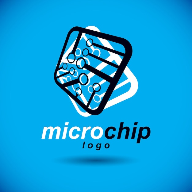 Futuristic cybernetic scheme, vector motherboard. Digital element, square circuit board. Electronic microprocessor logo.