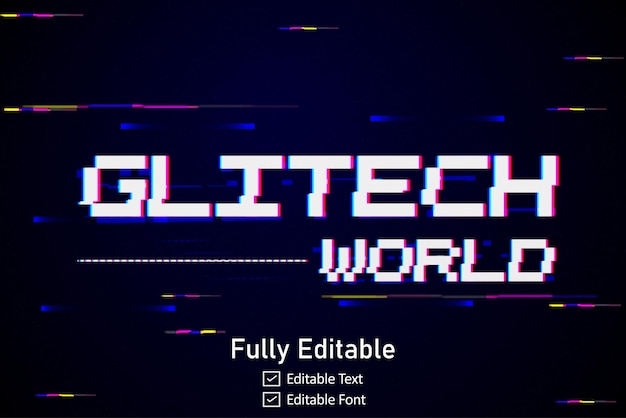 Futuristic Glitch text effect for video game text for editable cyberpunk glitch text effect