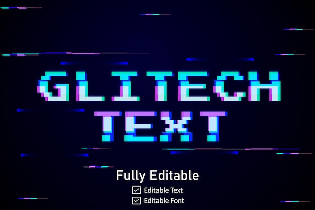 Futuristic Glitch text effect for video game text for editable cyberpunk glitch text effect