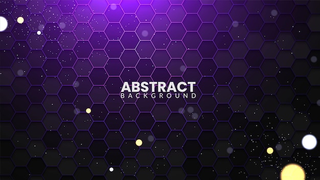 futuristic hexagonal background with purple light abstract technology design on a dark background