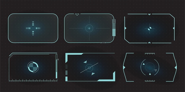 futuristic hud frames target screen and border aim control panel. screen elements set of sci fi.