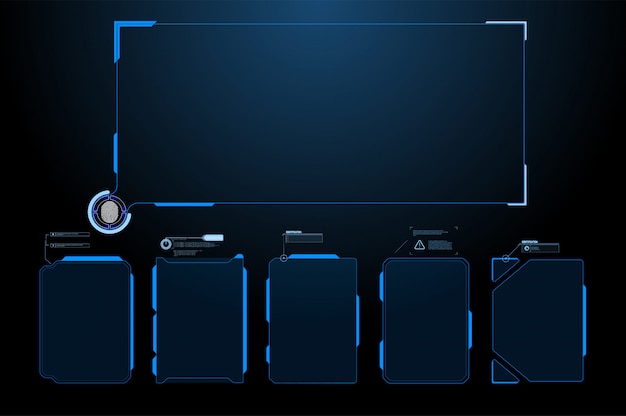 Futuristic  HUD Interface Screen . Digital callouts titles. HUD UI GUI futuristic user interface screen elements set. High tech screen for video game. Sci-fi concept design.
