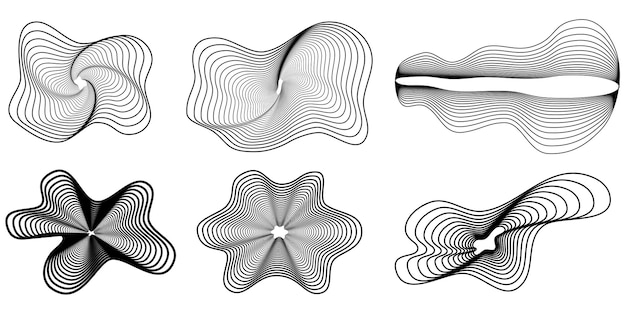 Futuristic line art geometry shape retro abstract elements
