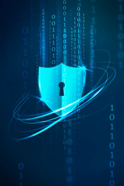 Futuristic lock shield protection vector