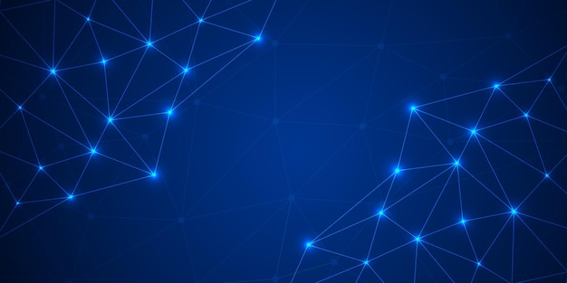 Futuristic Low Poly Technology Network Background Set Blue Digital Mesh and Glowing Connections