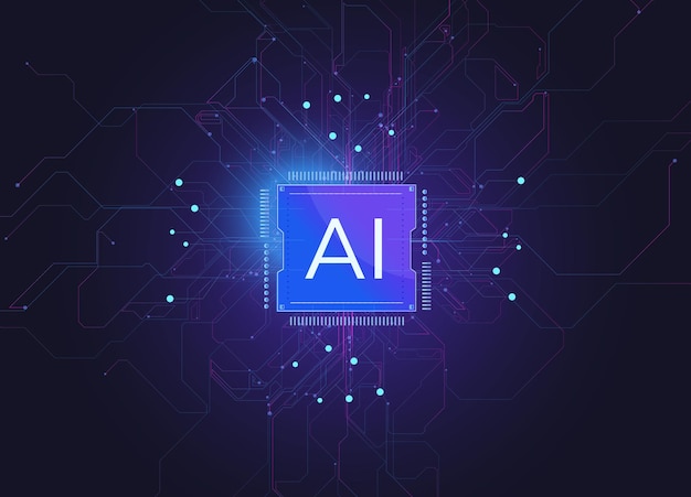 Futuristic post design of ai processor vector post for social media post