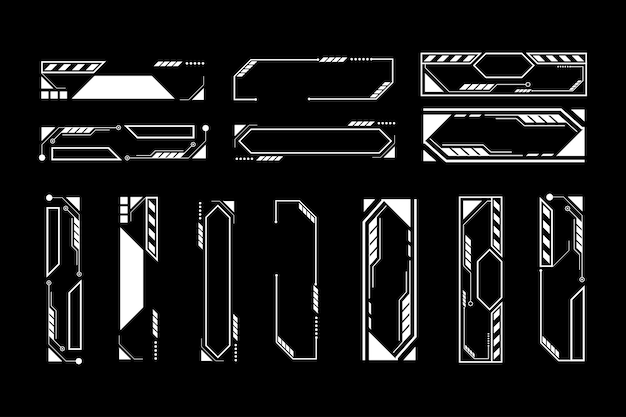 Futuristic sci fi interface element hud technology frame graphic vector design template