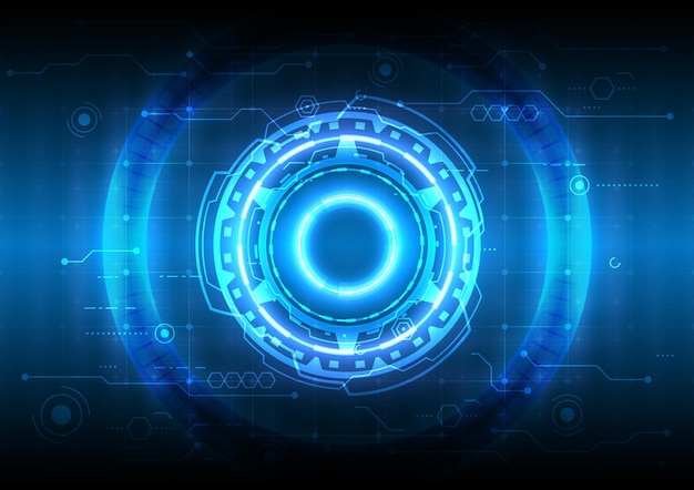 Futuristic SciFi glowing HUD user Computer digital igital infographic frame Abstract hologram hitech background Virtual reality technology electric innovation Network of data connection
