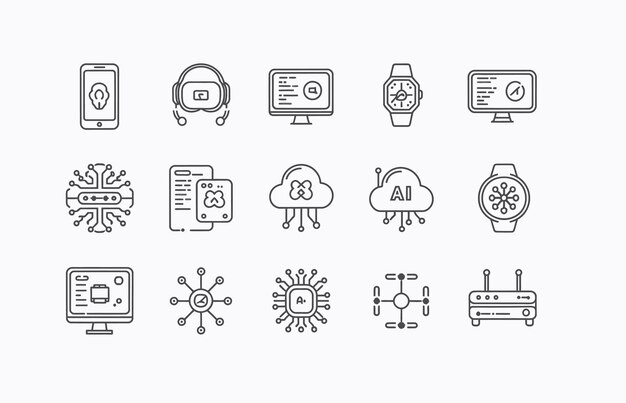 Futuristic Technology and AI Icons