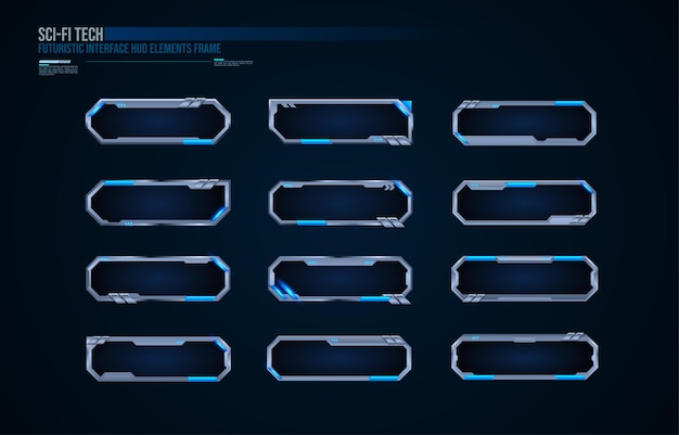Futuristic technology frames interface hud element design for ui games