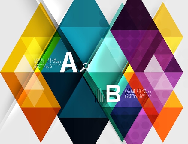 Futuristic triangle tile background with options Vector template background for workflow layout diagram number options or web design