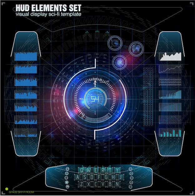 Futuristic VR Head-up Display Design. Sci-Fi Helmet HUD. Future Technology Display Design.