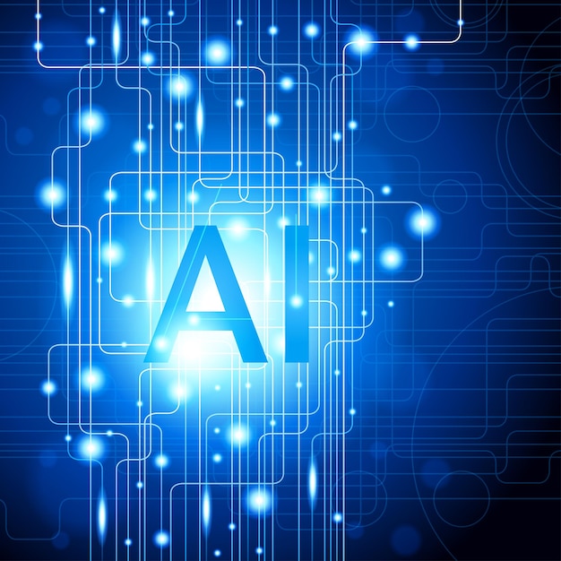 Futuristinen design tekoäly-aivoista, joissa on piirilevy digitaalisella ja teknologisella taustalla