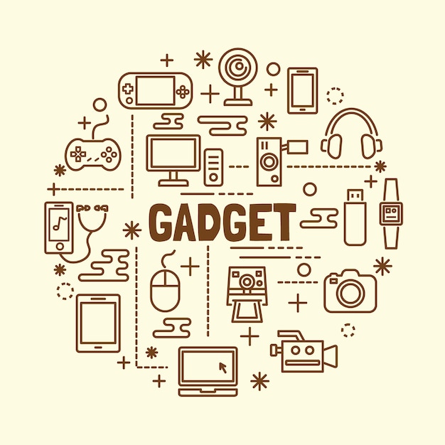 gadget minimal thin line icons set