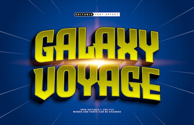 galaxy voyage editable text effect with a planet and star text style