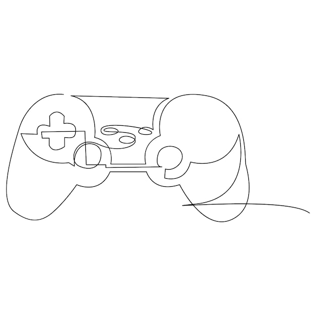 game controller continuous single line outline vector art drawing and simple one line design